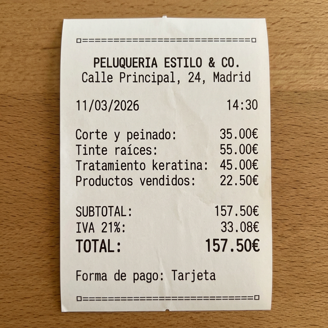 Ticket peluquería